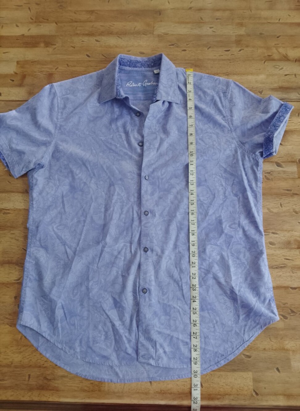 Robert Graham Light Purple Paisley Short-Sleeve Button-Up Shirt LG.